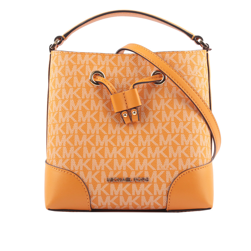 【MICHAEL KORS】Mercer 塗層帆布束繩設計小款水桶包(蜂蜜黃)