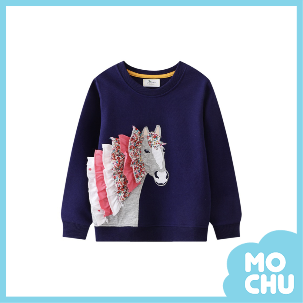 藏青層次灰馬衛衣