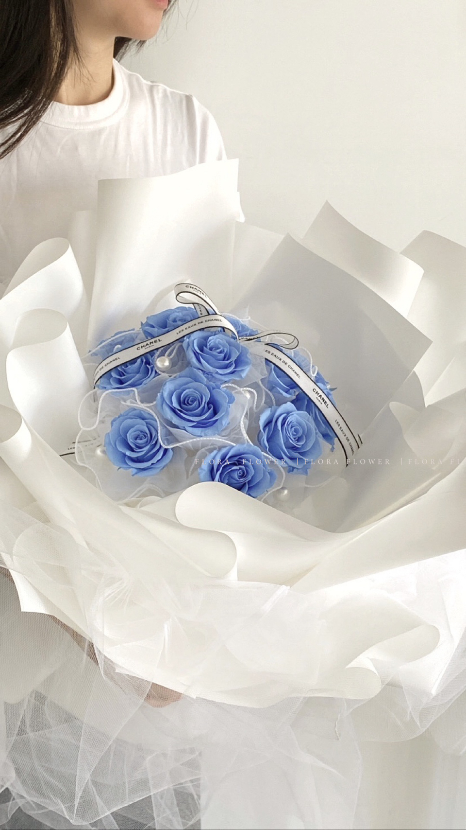 永生花束-珍珠公主藍