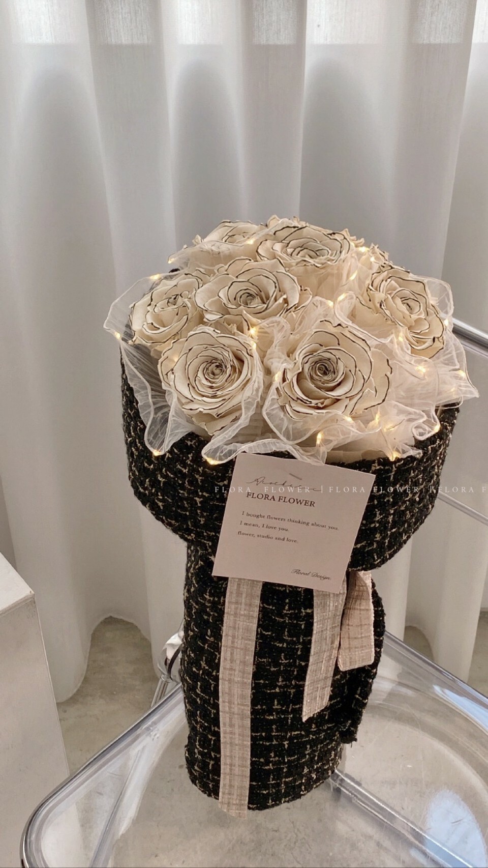 極美！波浪紗燈串小香風花束