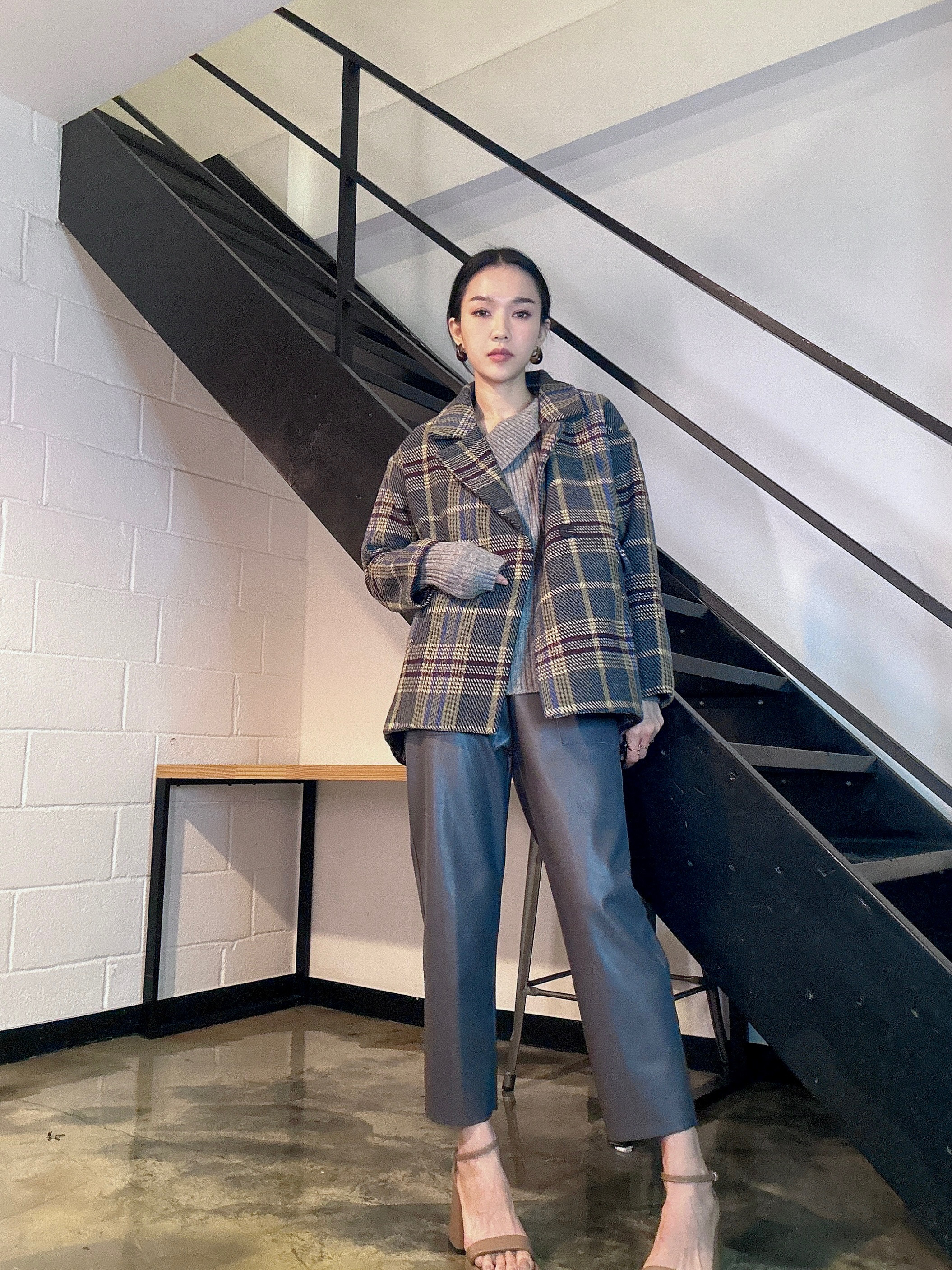 橡筋腰仿皮長褲（現貨款式）