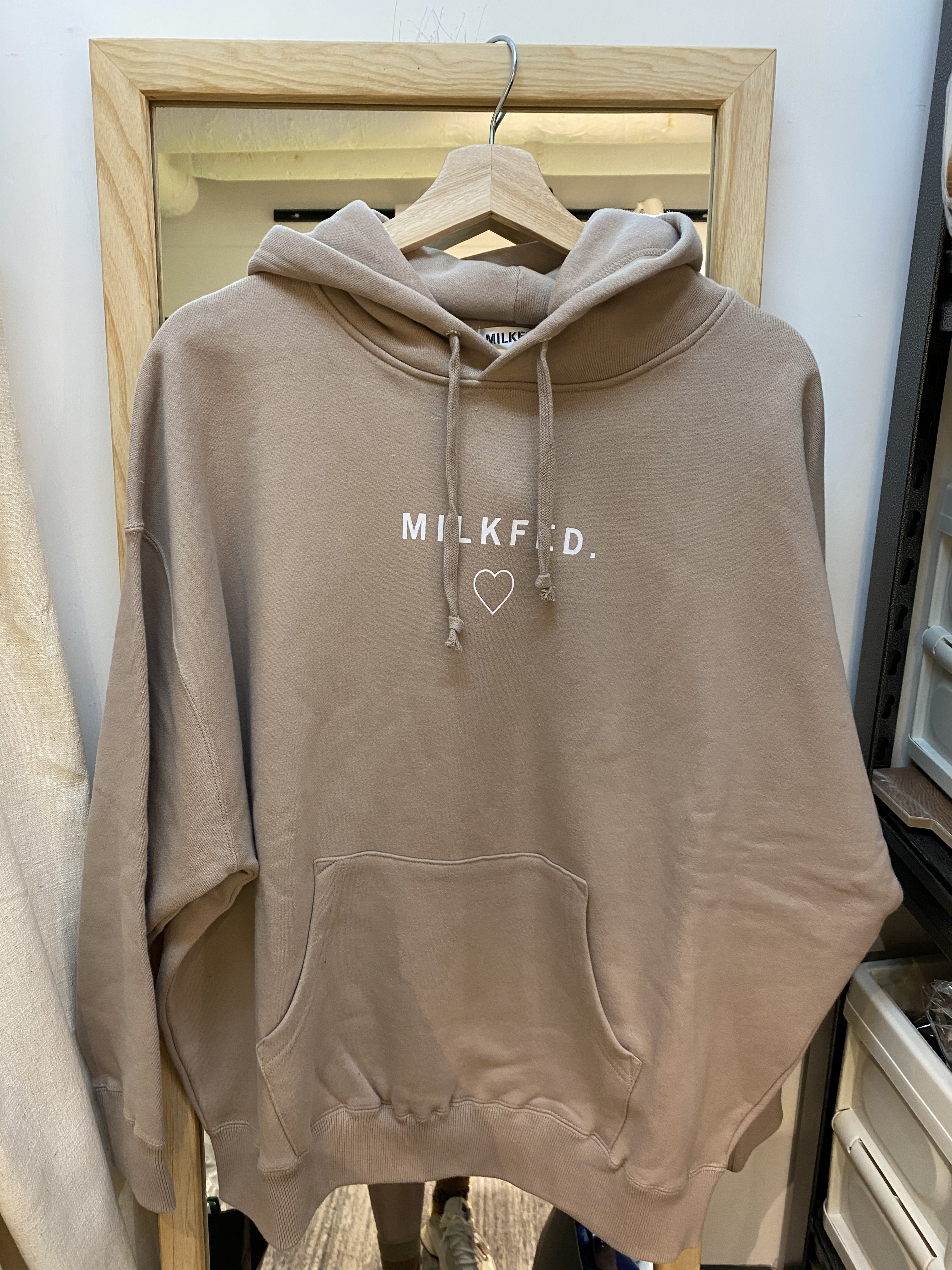 MilkFed 心心Logo內絨連帽衛衣