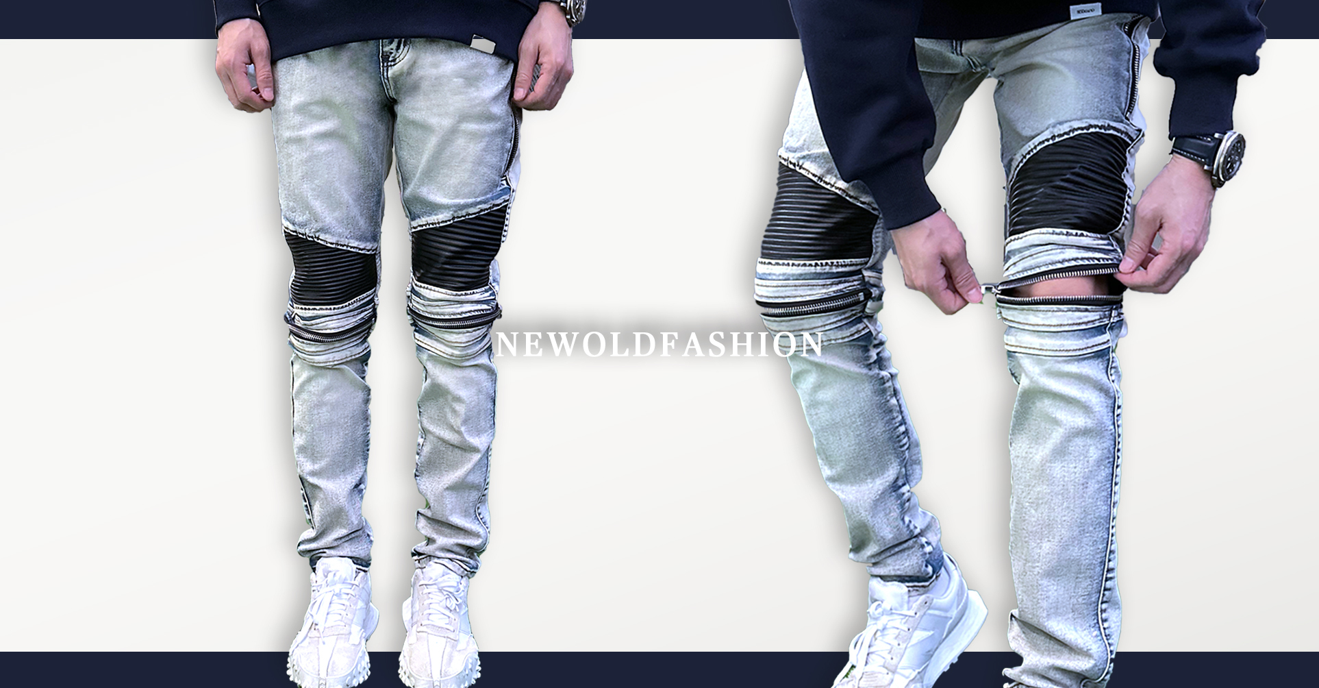 『熱銷到貨』重磅膝拉鍊皮革機車褲