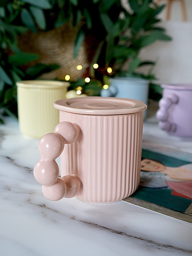 《1427》馬卡龍珠珠加蓋咖啡杯(含湯匙)