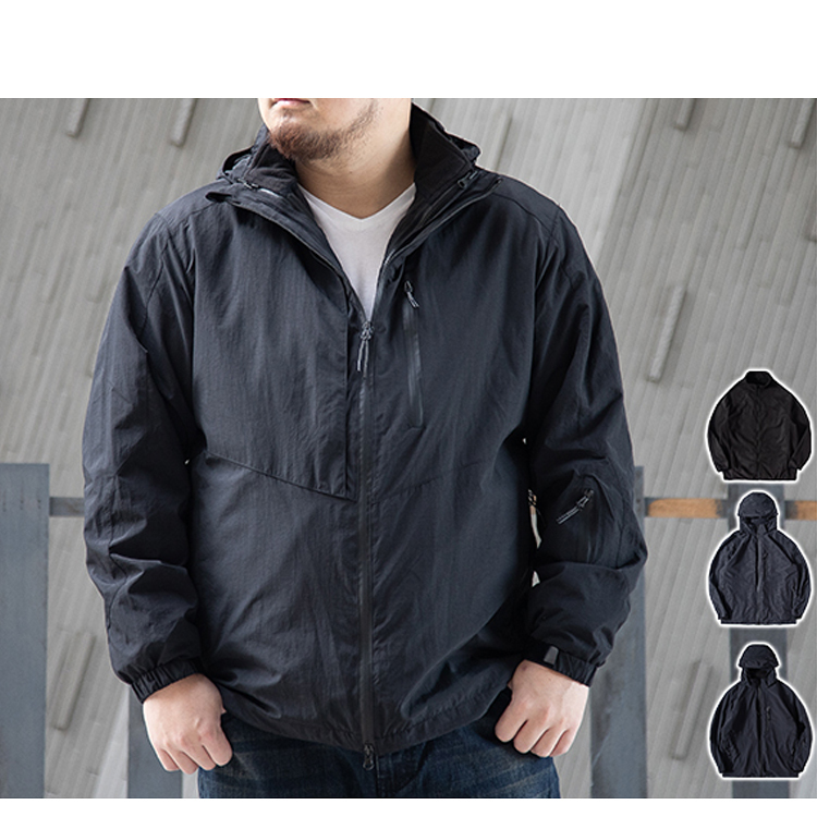 大尺碼真兩件保暖外套 防風防潑水多口袋 連帽可拆可收 超強設計 XXXXL BIGSPACE【加大空間】【125032】