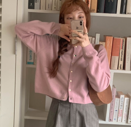 ᴷᴼᴿᴱᴬ 🇰🇷<現貨> 愛心心排排站針織衫（粉色）