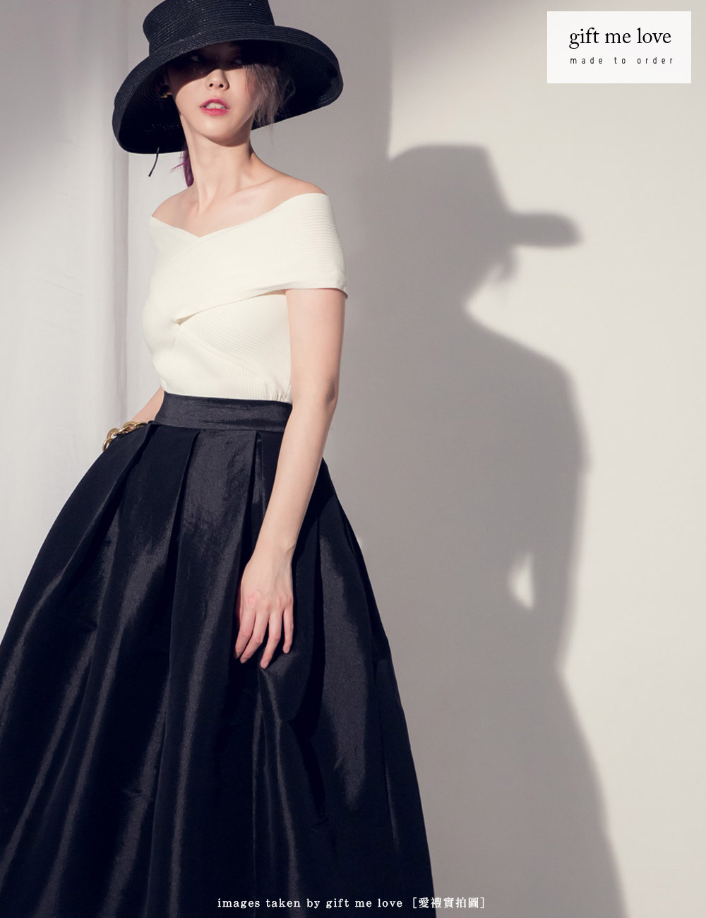 赫本黑 光澤緞面 法式優雅大寬折大圓裙（AE01-BK）