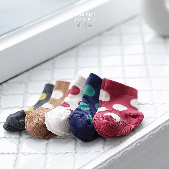 正韓DoReMi五色波點止滑襪(大尺寸沒有防滑)