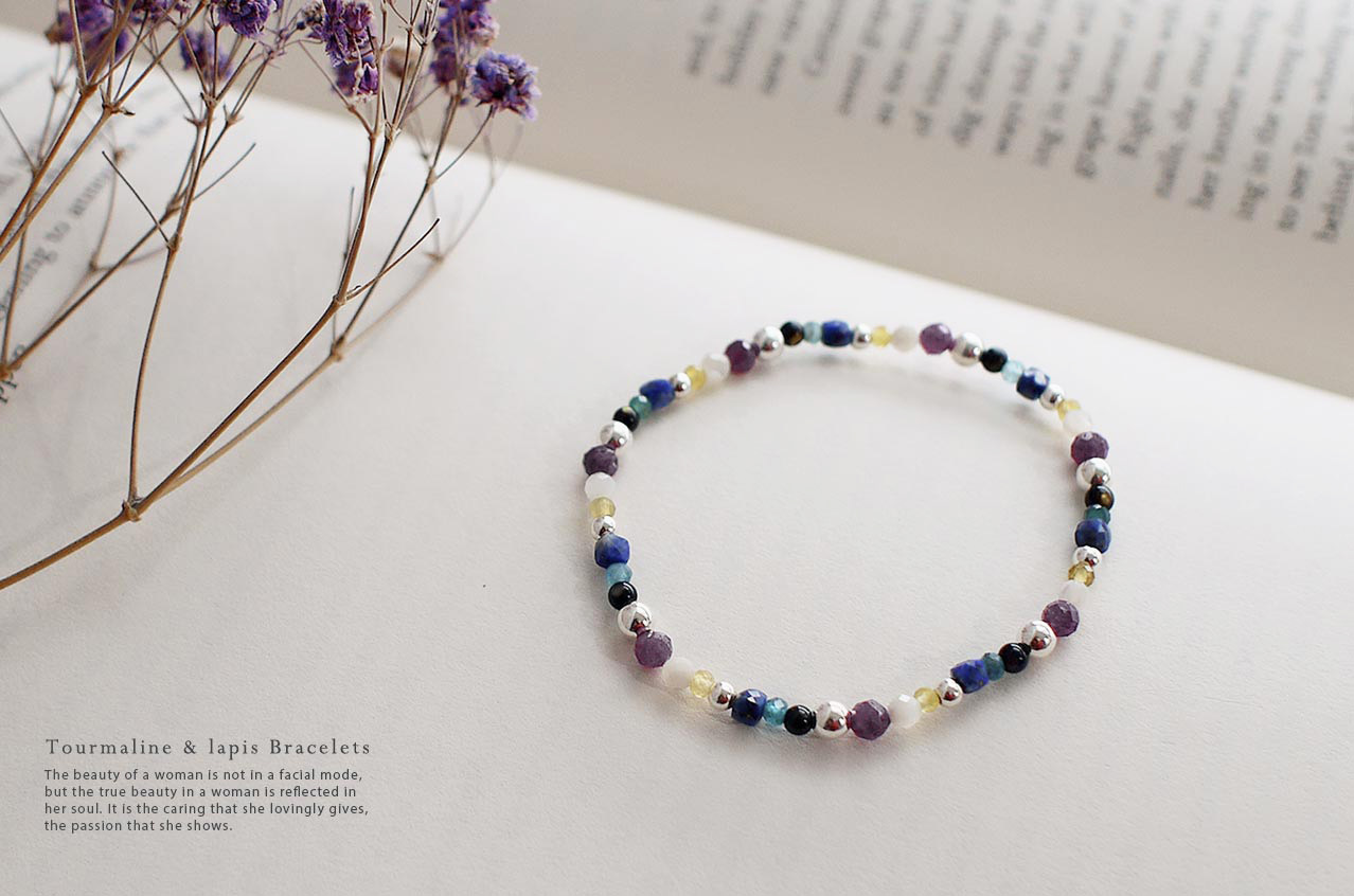 仲夏夜之夢純銀手鍊(碧璽/青金石)