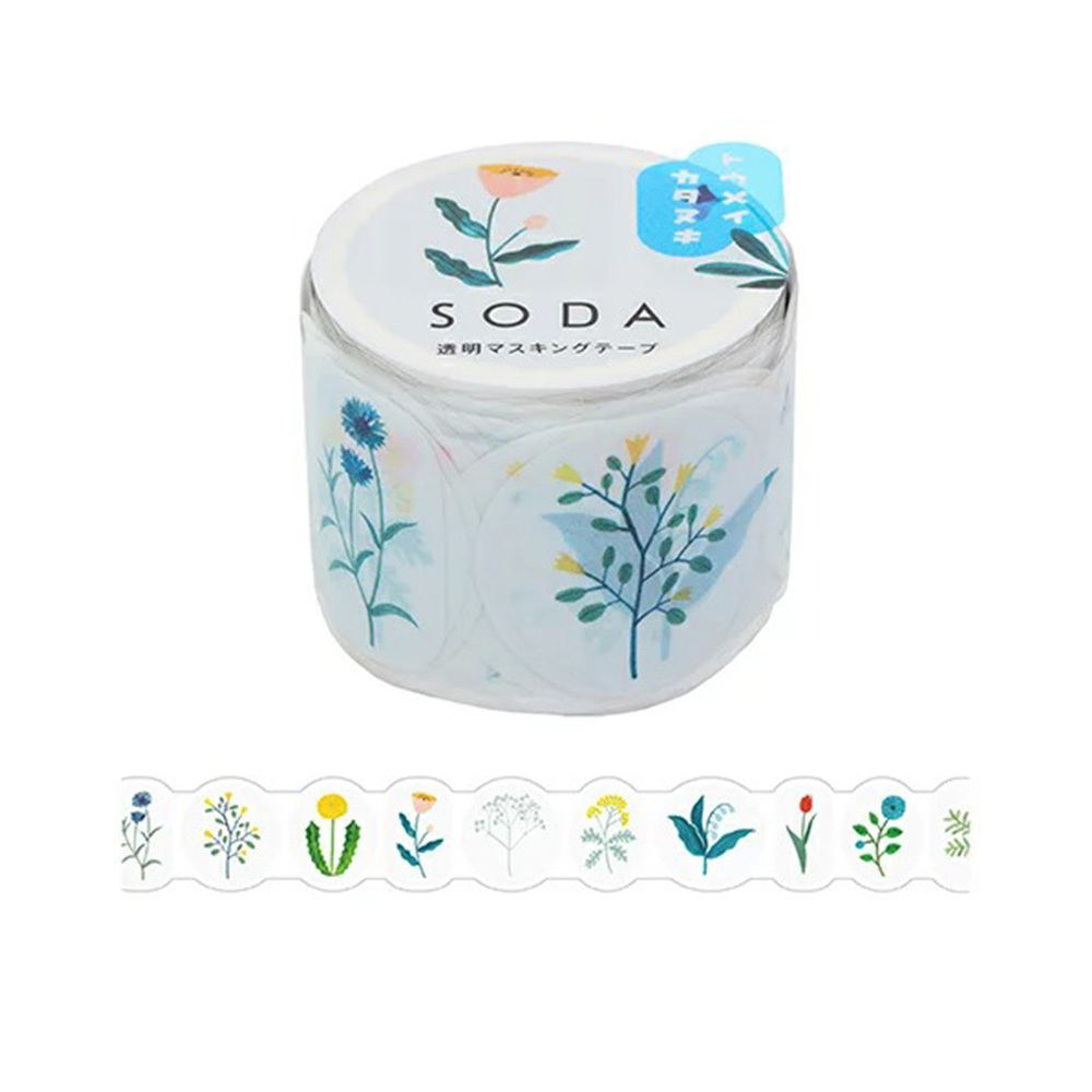 花 Soda透明PET膠帶 軋型款 寬30MM ｜KING JIM