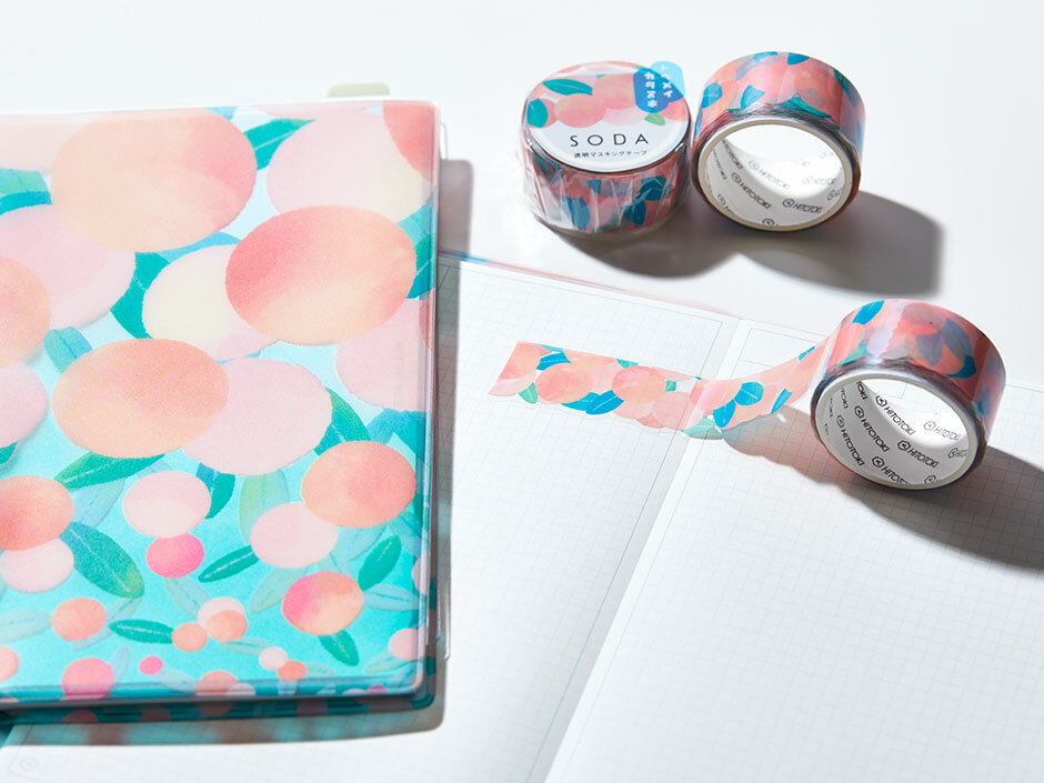 桃子 Soda透明PET膠帶 軋型款 寬20MM ｜KING JIM