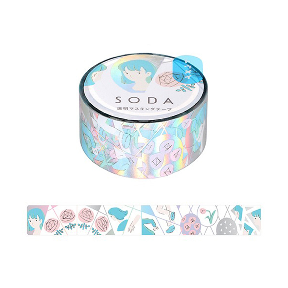 鏡子 Soda透明PET膠帶 箔押款 寬20MM ｜KING JIM