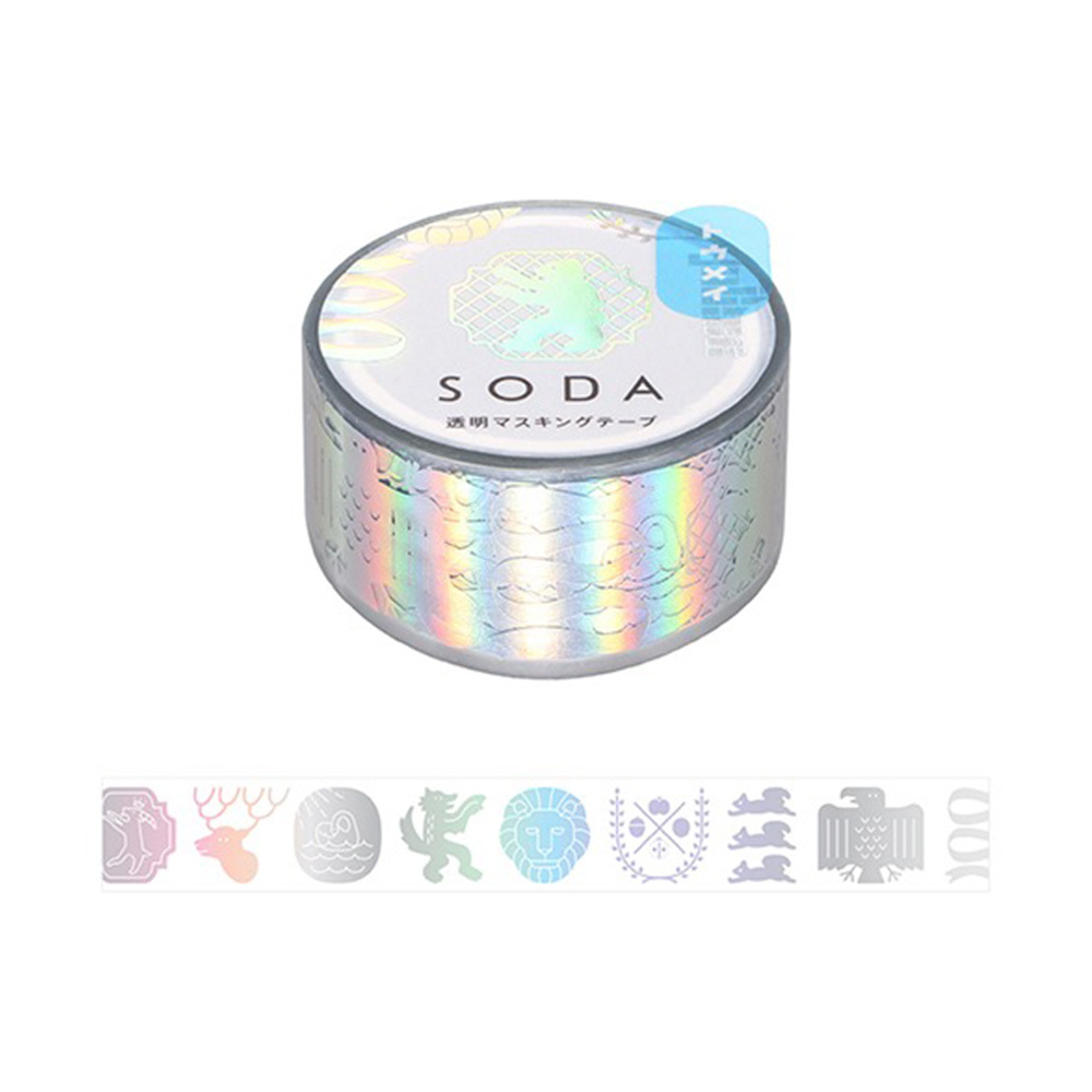 徽章 Soda透明PET膠帶 箔押款 寬20MM ｜KING JIM