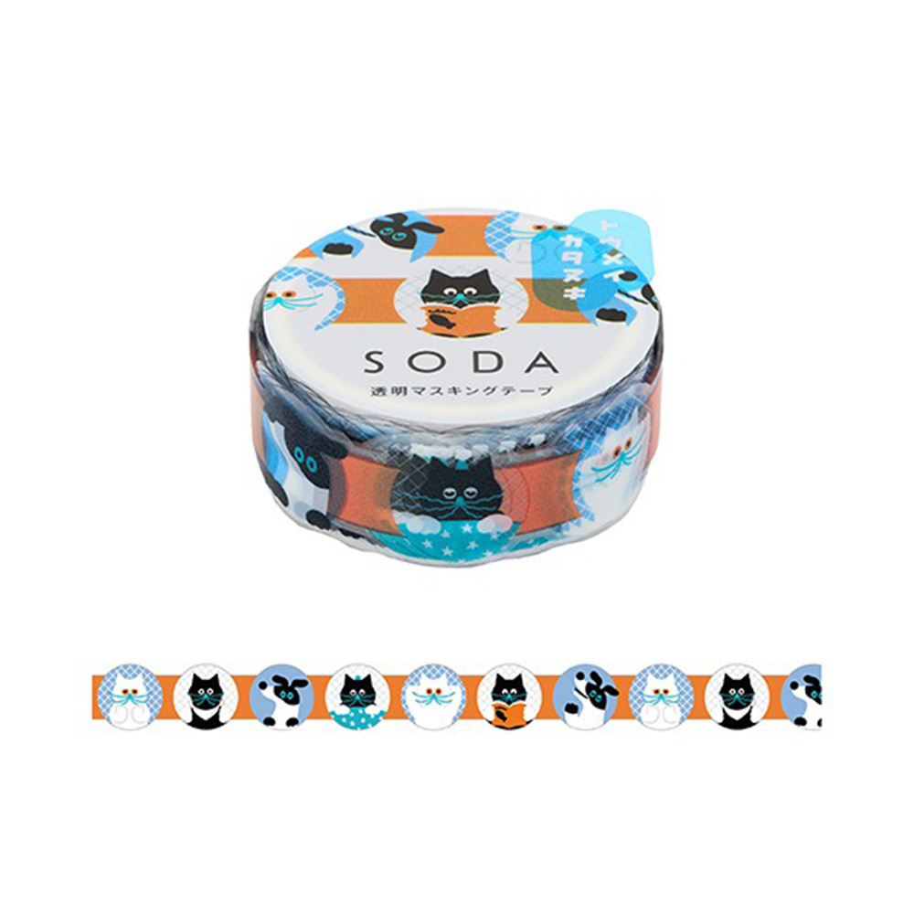 umao家族 Soda透明PET膠帶 軋型款 寬15MM ｜KING JIM