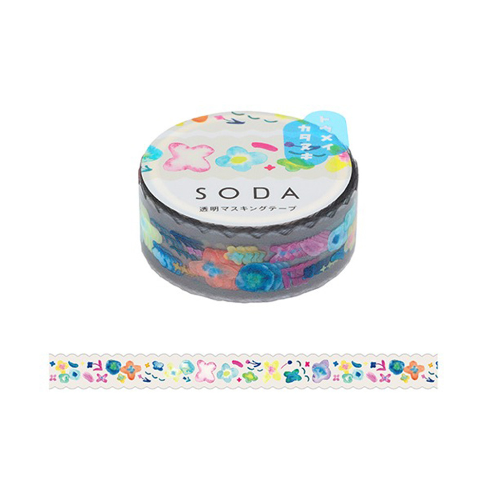 花瓣 Soda透明PET膠帶 軋型款 寬15MM ｜KING JIM