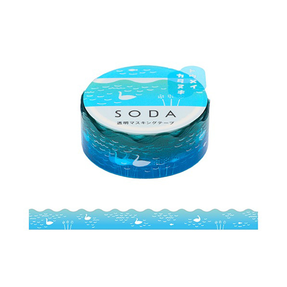 天鵝 Soda透明PET膠帶 軋型款 寬15MM ｜KING JIM