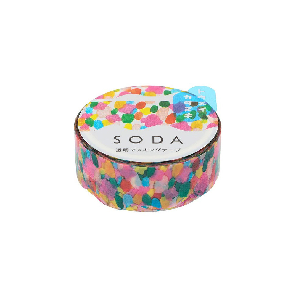 彩色糖珠 Soda透明PET膠帶 軋型款 寬15MM ｜KING JIM