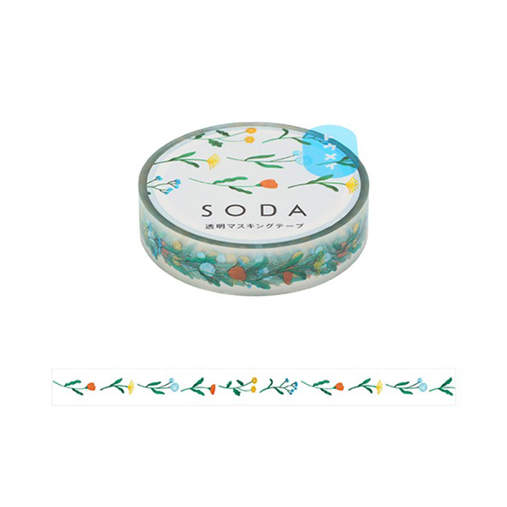 花 Soda透明PET膠帶 寬10MM ｜KING JIM