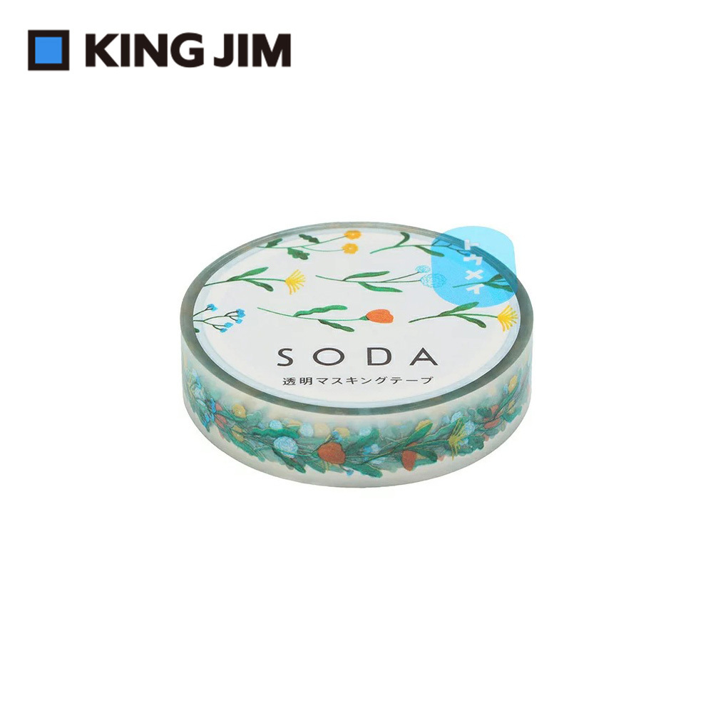 花 Soda透明PET膠帶 寬10MM ｜KING JIM