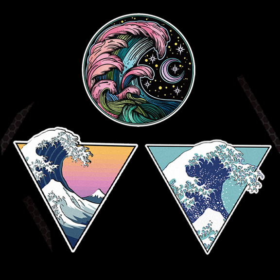 【STMS013】日系幾何海浪系列車貼3張