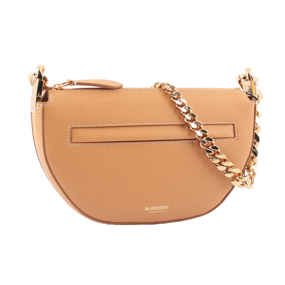 【BURBERRY】Olympia 小牛皮迷你鍊帶肩背包(暖沙色)