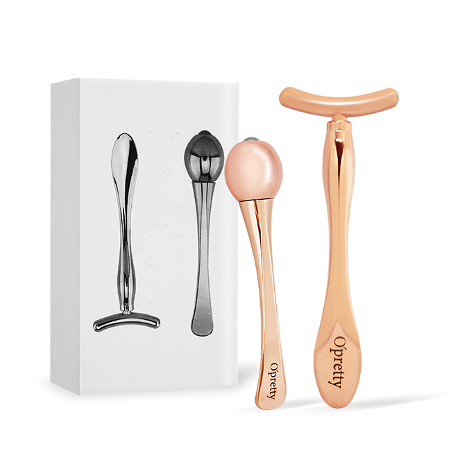 O'Pretty 歐沛媞 臉部拉提按摩組[T型臉部推推棒+眼部按摩棒-滾珠型]