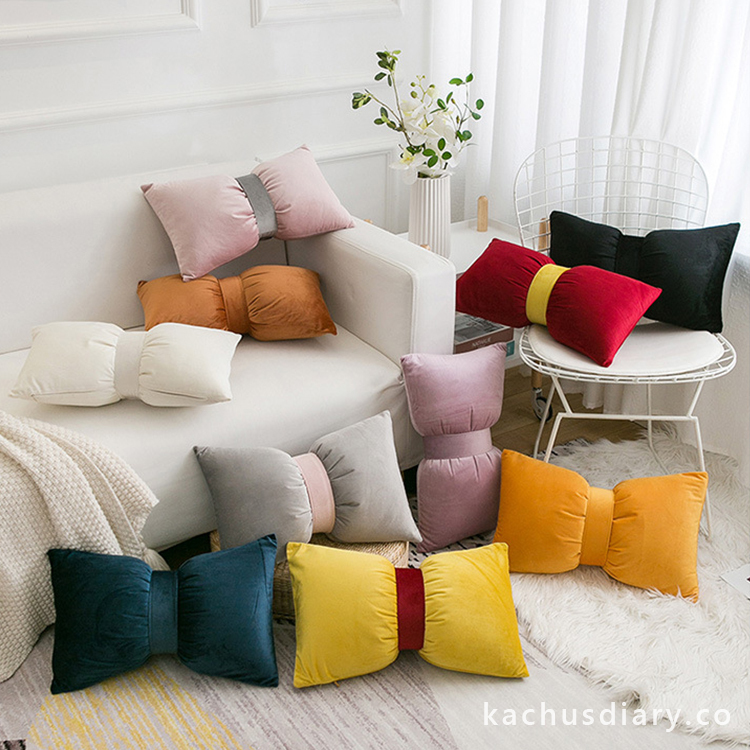 Color Velvet Bow Pillow