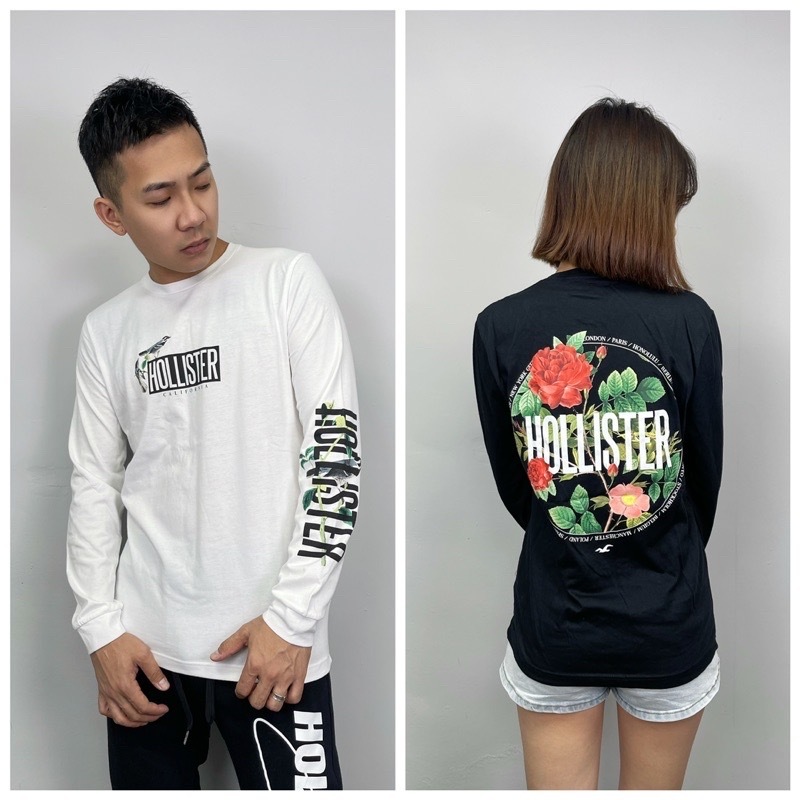 Hollister 海鷗 玫瑰/小鳥 方塊字母 薄長t 長袖上衣