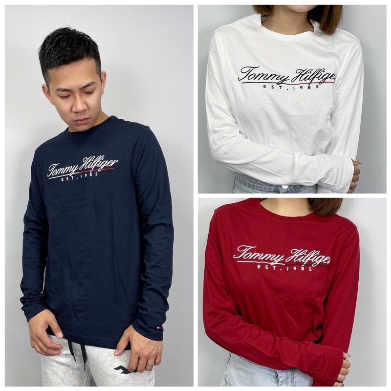 Tommy Hilfiger 電繡草寫字母 薄長t 長袖上衣