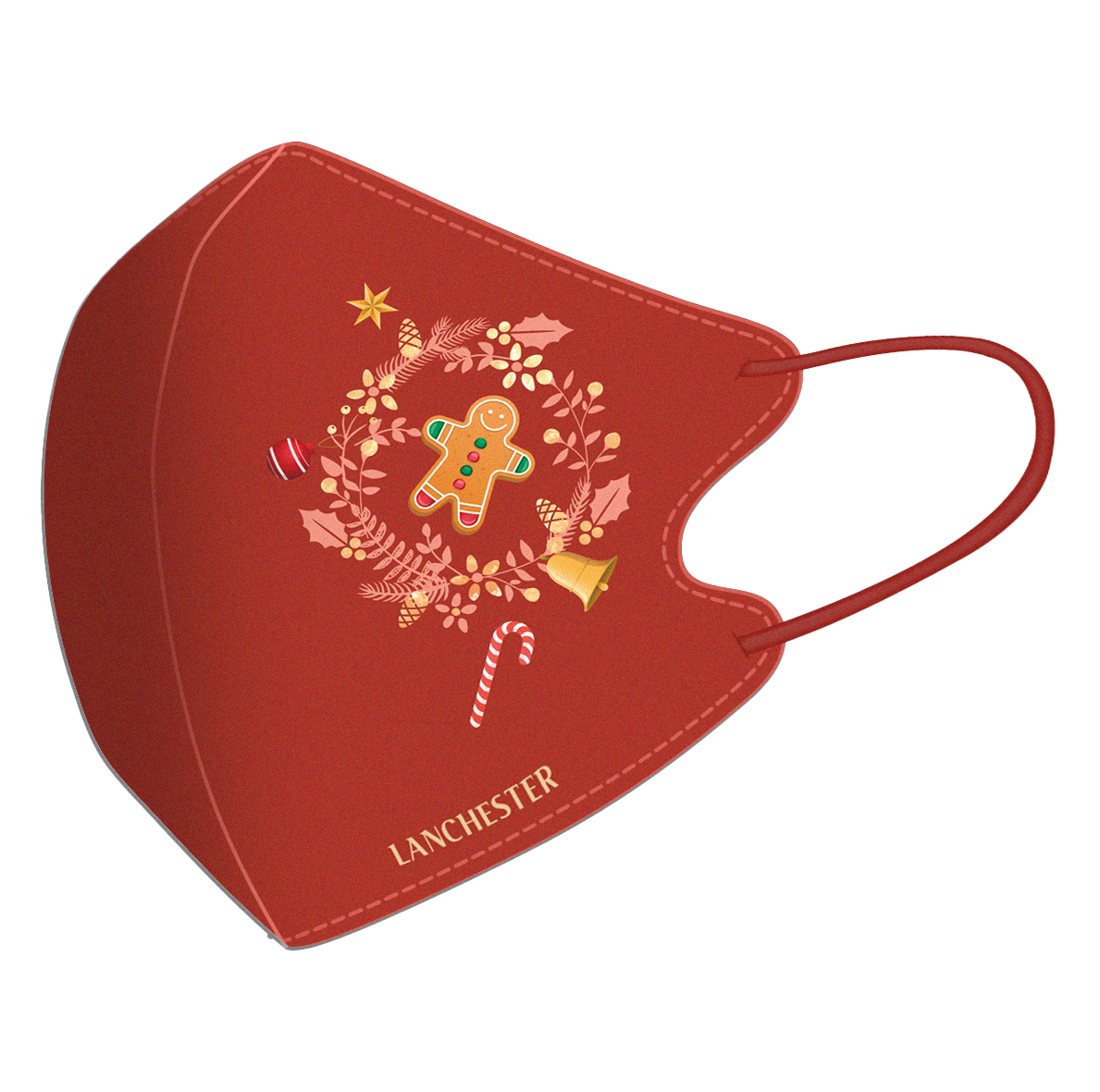 【聖誕系列】Lanchester 成人三層立體防護口罩(薑餅人)(二十片裝)(獨立包裝)(多項證書認證/信心保證)