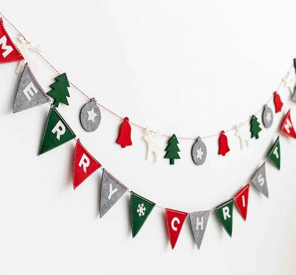 北歐風聖誕裝飾毛氈掛旗