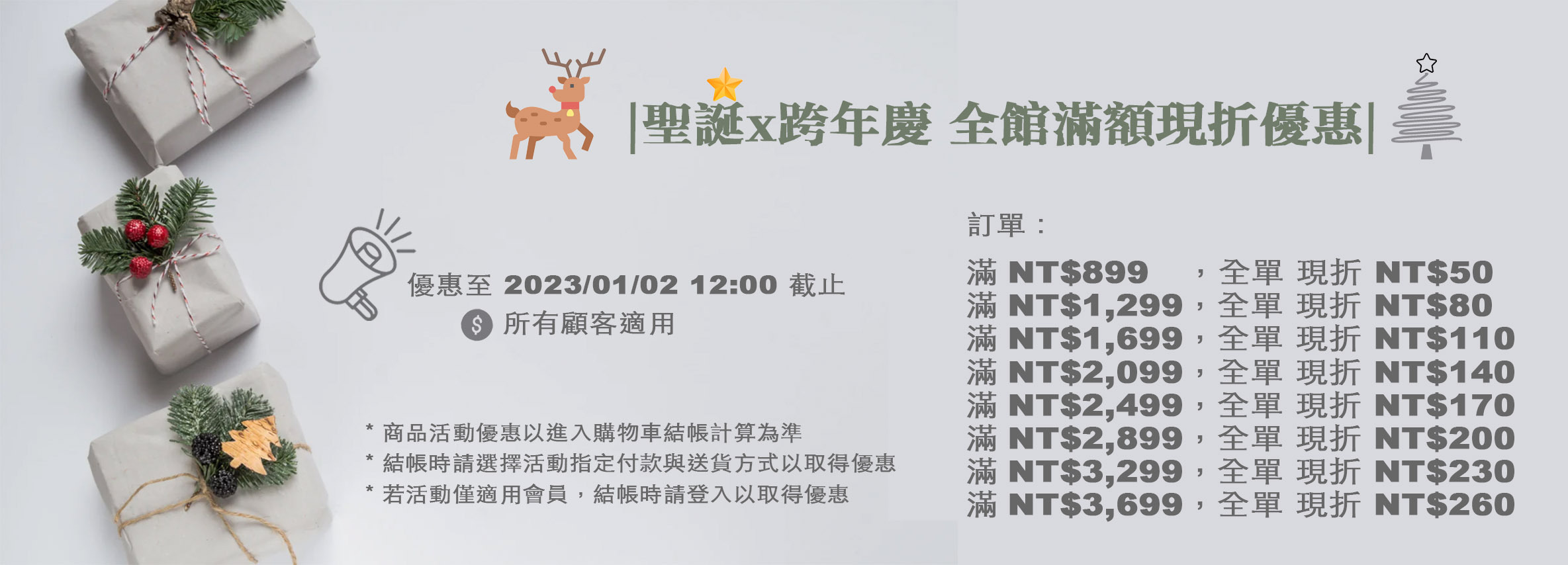 2022 聖誕X跨慶 全館滿額現折