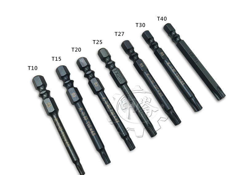＊中崙五金【附發票】龍之印 長65mm*T10 ~ T40氣動星型中空 單頭氣動起子頭 (單支) 日本頂級S3鋼