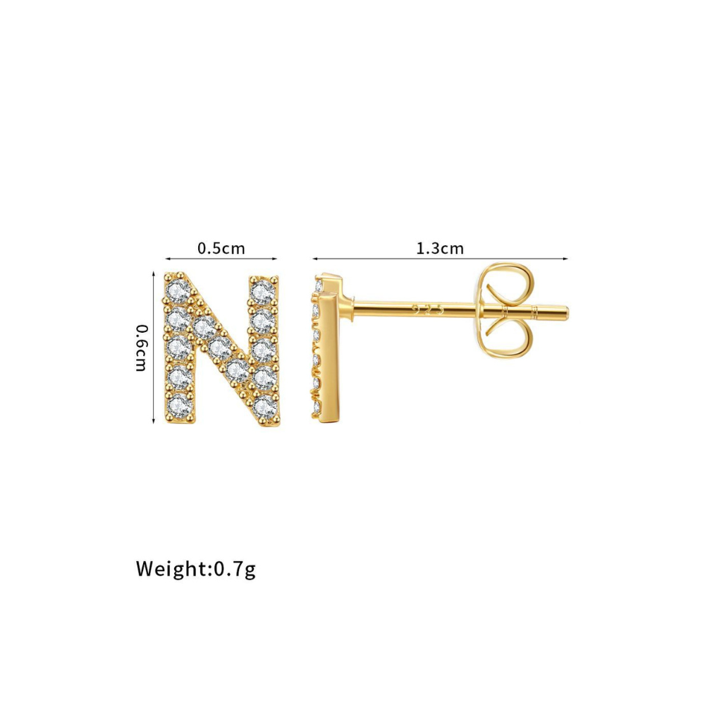 A-Z｜高保色鑲鑽字母耳環｜4:44 飾品