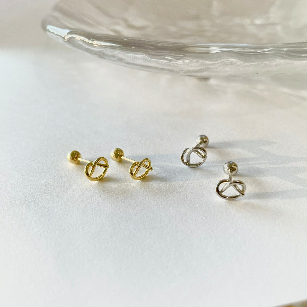 |簡約|幸運餅乾 • 轉珠耳環 • 純銀耳針 • 睡覺可戴 • 可碰水 S925