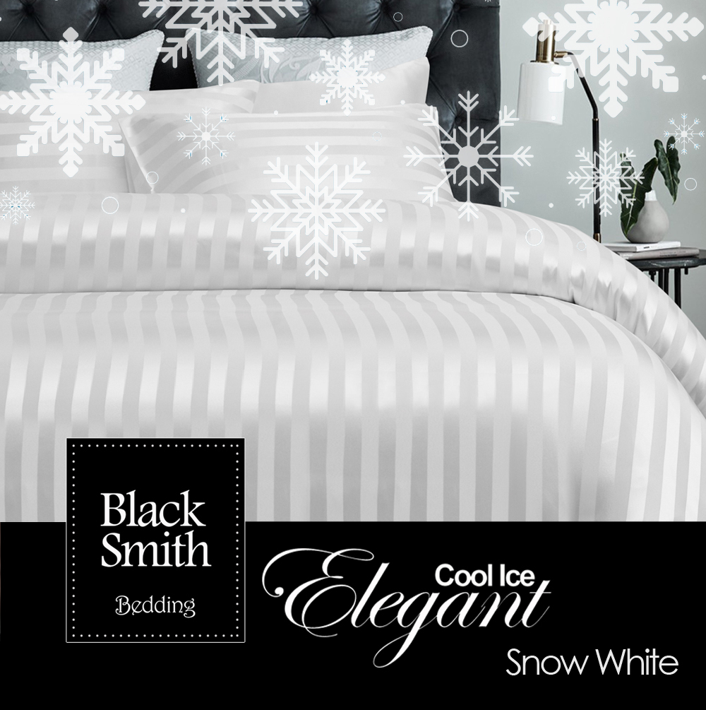 Black Smith -雪花白2870針 冰絲瑰麗條子系列套裝(單人/雙人/加大/特大)