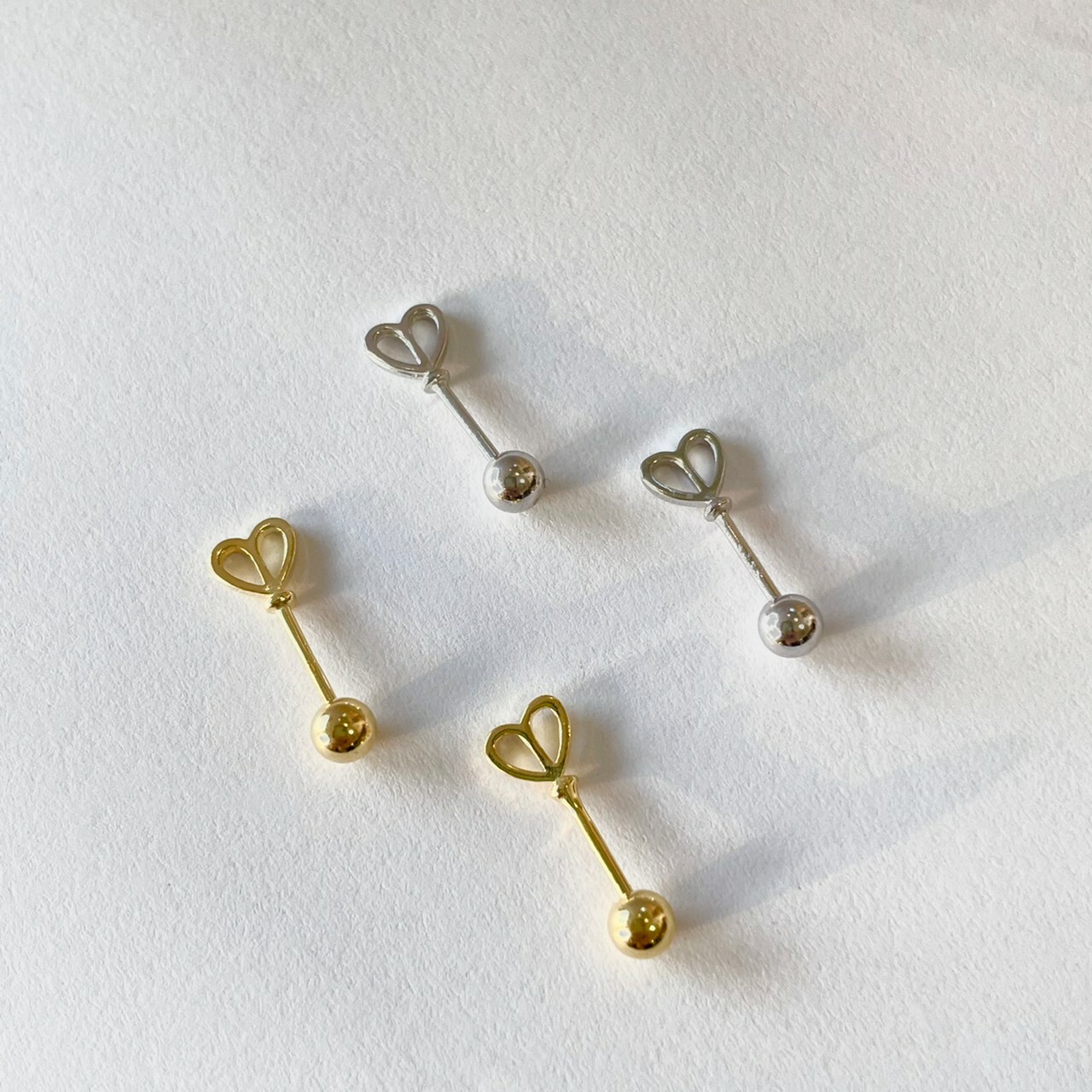 |簡約|邱比特 • 愛心 轉珠耳環 • 純銀耳針 • 睡覺可戴 可碰水 S925