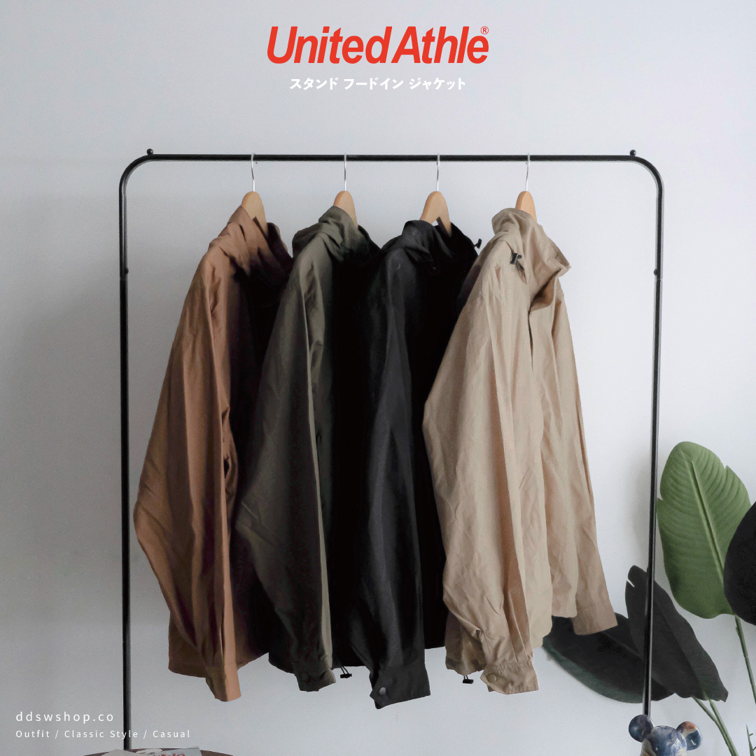 United Athle A/W UA 外套 機能風衣夾克 連帽(可收納) 立領 拉鍊 排扣 黑 卡其 橄欖綠 狼棕