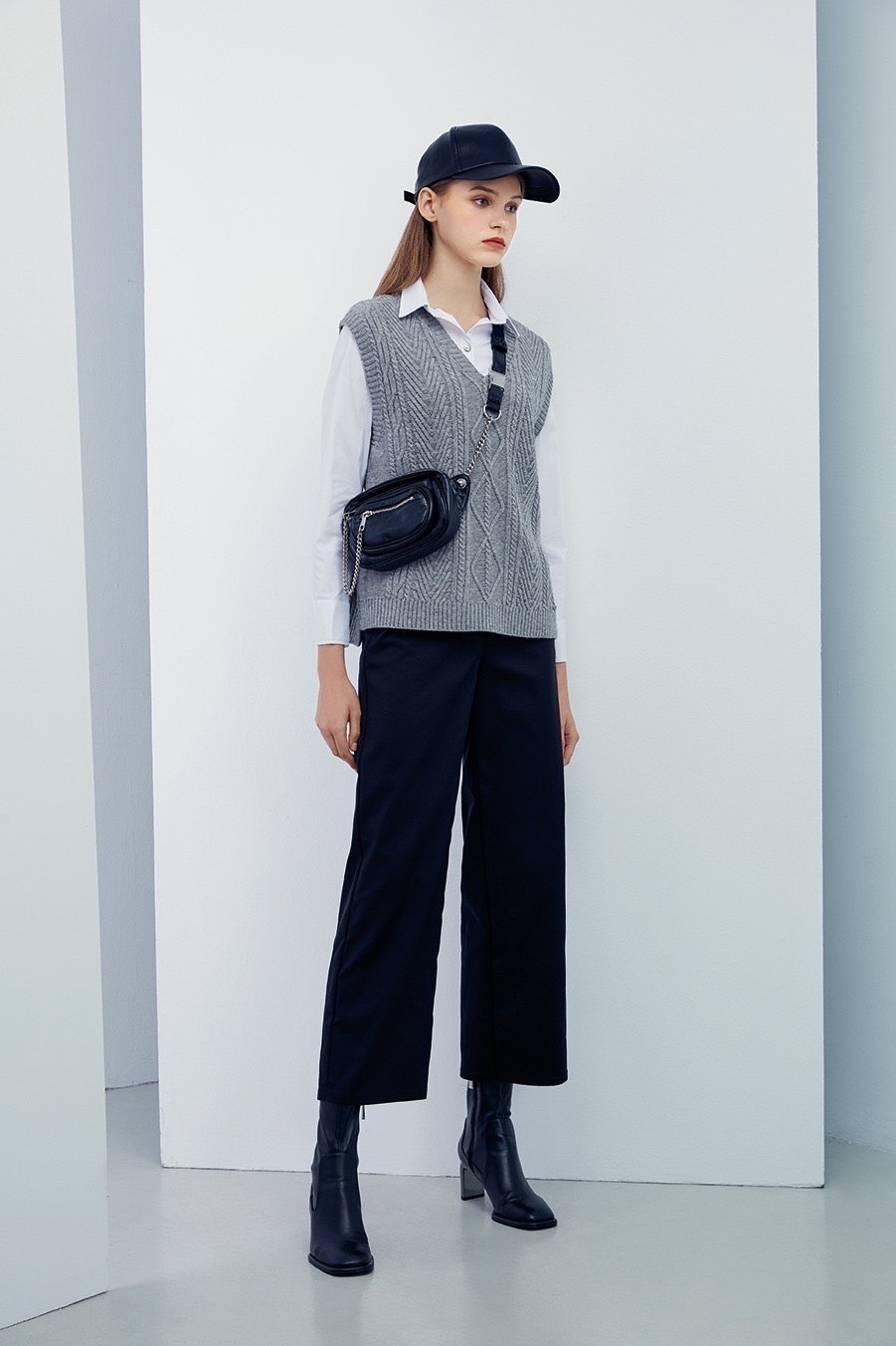 時尚英倫學院風粗針背心R6571