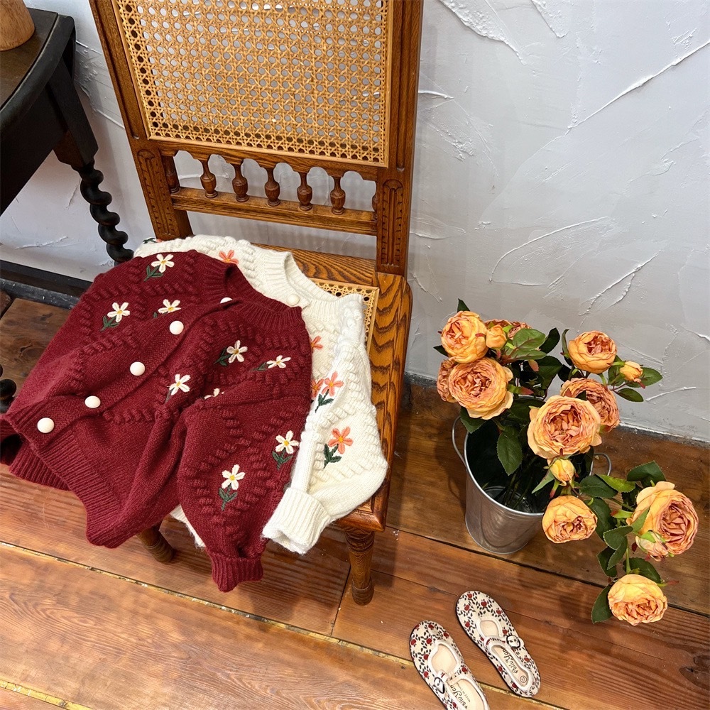 圓鈕扣提花針織外套