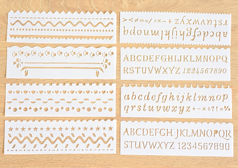 绘画模板 手帐多功能尺 1-5 （树叶，邮轮，字母，天气，手势） 共40片