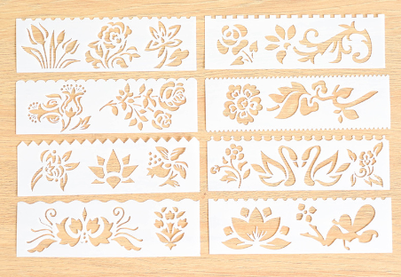 绘画模板 手帐多功能尺 6-10 （花草，汽车，建筑，动物，日出日落） 共40片