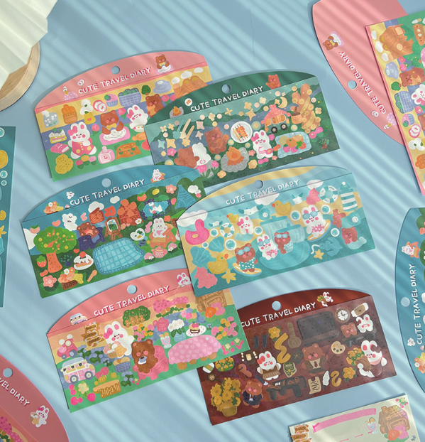 悦真萌物出游日记咕卡贴纸 （一套6张）