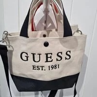 [S] GUESS SMALL LOGO EMBROIDERY TOTE CROSSBODY,BLACK, AM4A2A19-BLK (SGU241)