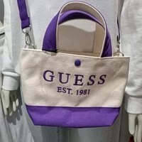 [S] GUESS SMALL LOGO EMBROIDERY TOTE CROSSBODY,VIOLET, AM4A2A19-VLT (SGU242)