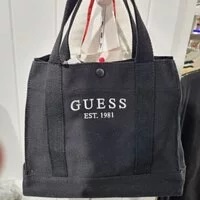 [S] GUESS MEDIUM LOGO EMBROIDERY TOTE CROSSBODY, BLACK, AM4A2A20-BLK (SGU243)