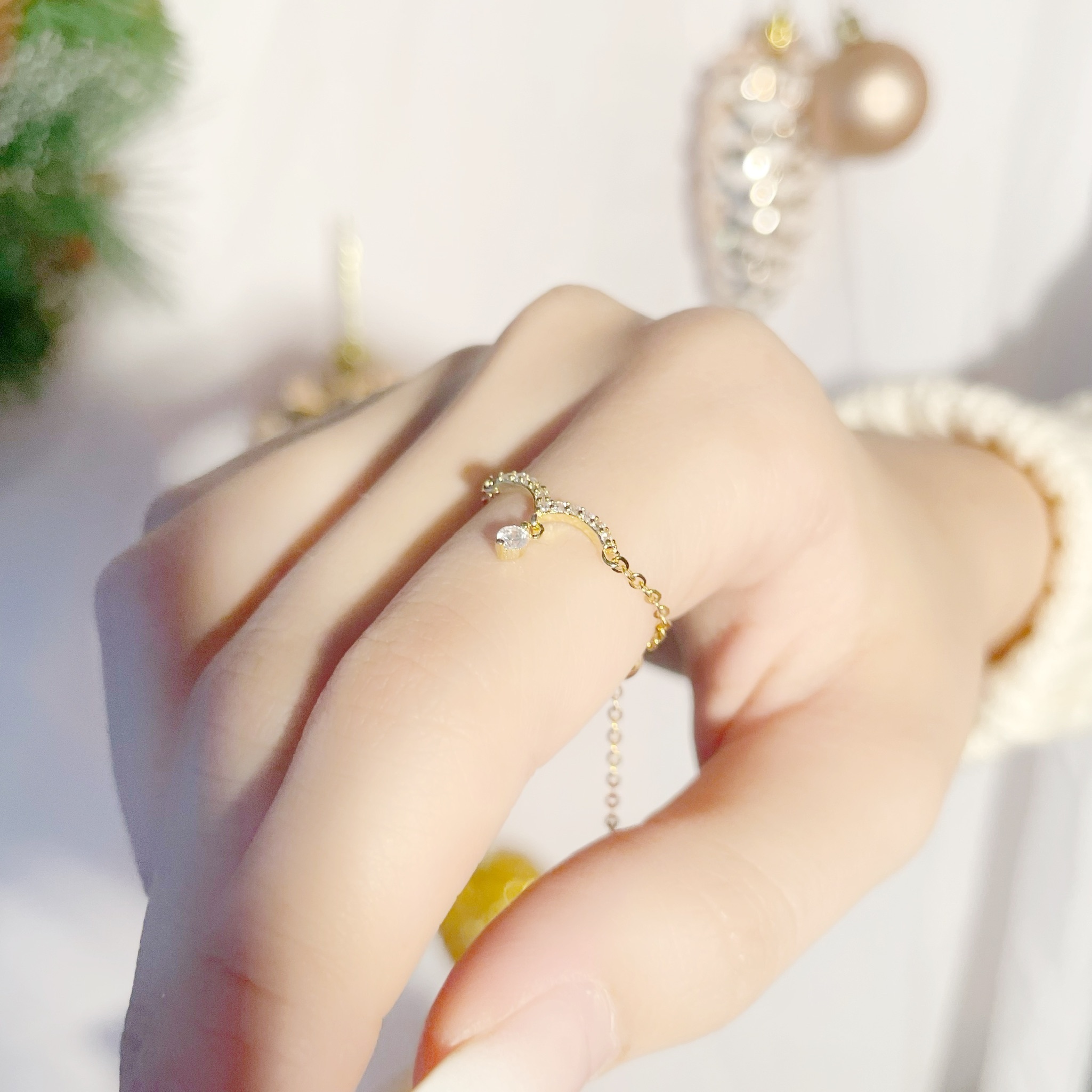 丨925純銀丨小水滴戒指鏈丨RI0059丨