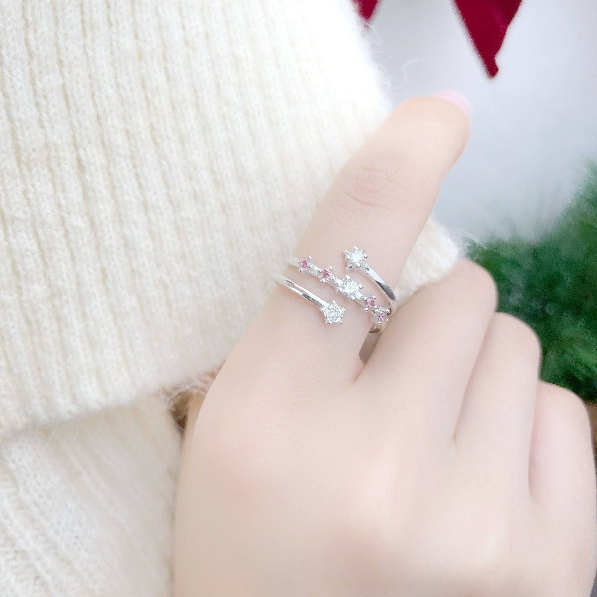 | 925純銀・ 白金 | 星星三重奏戒指  | RI0467 |