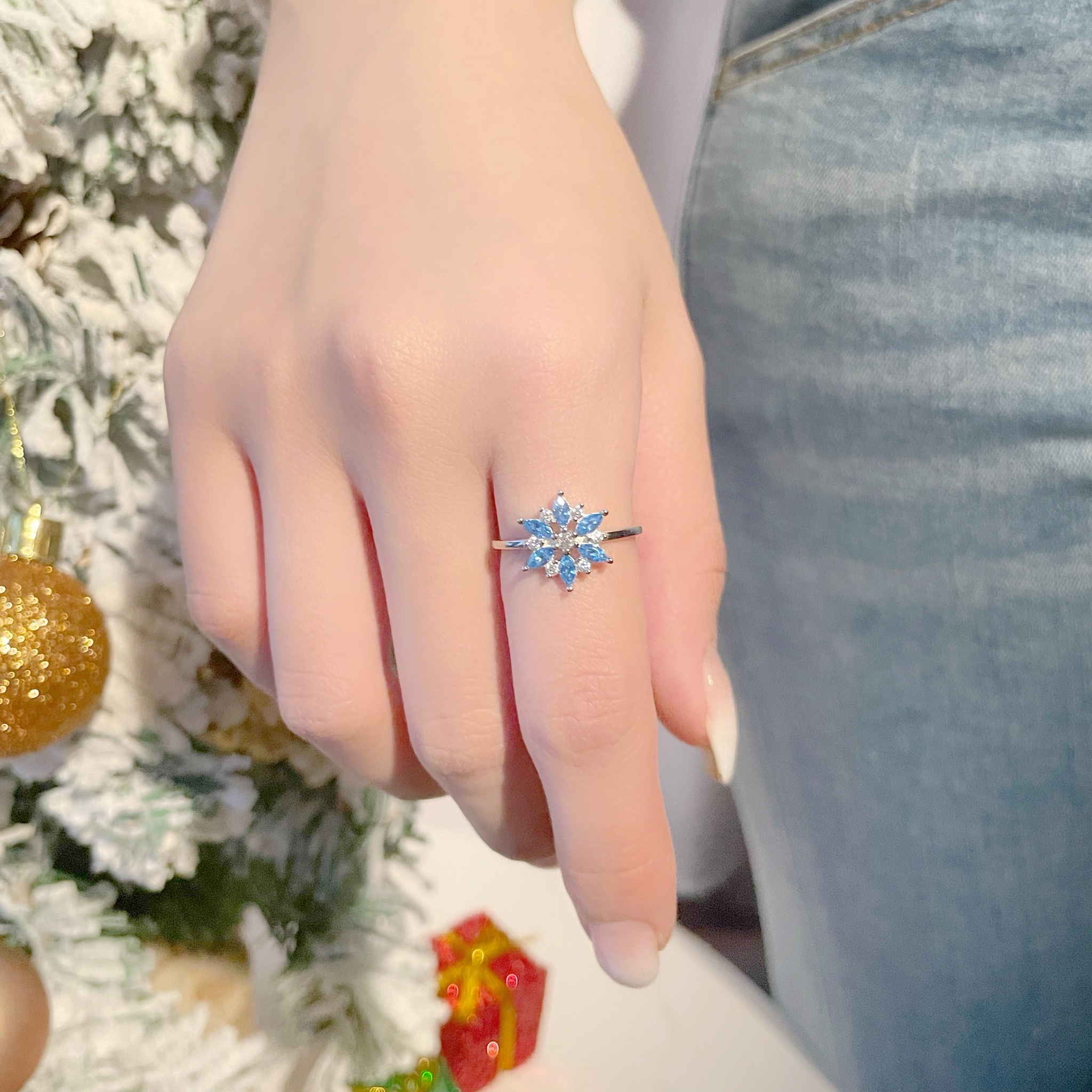 | 925純銀・ 白金 | 漫藍雪花戒指  | RI0503 |