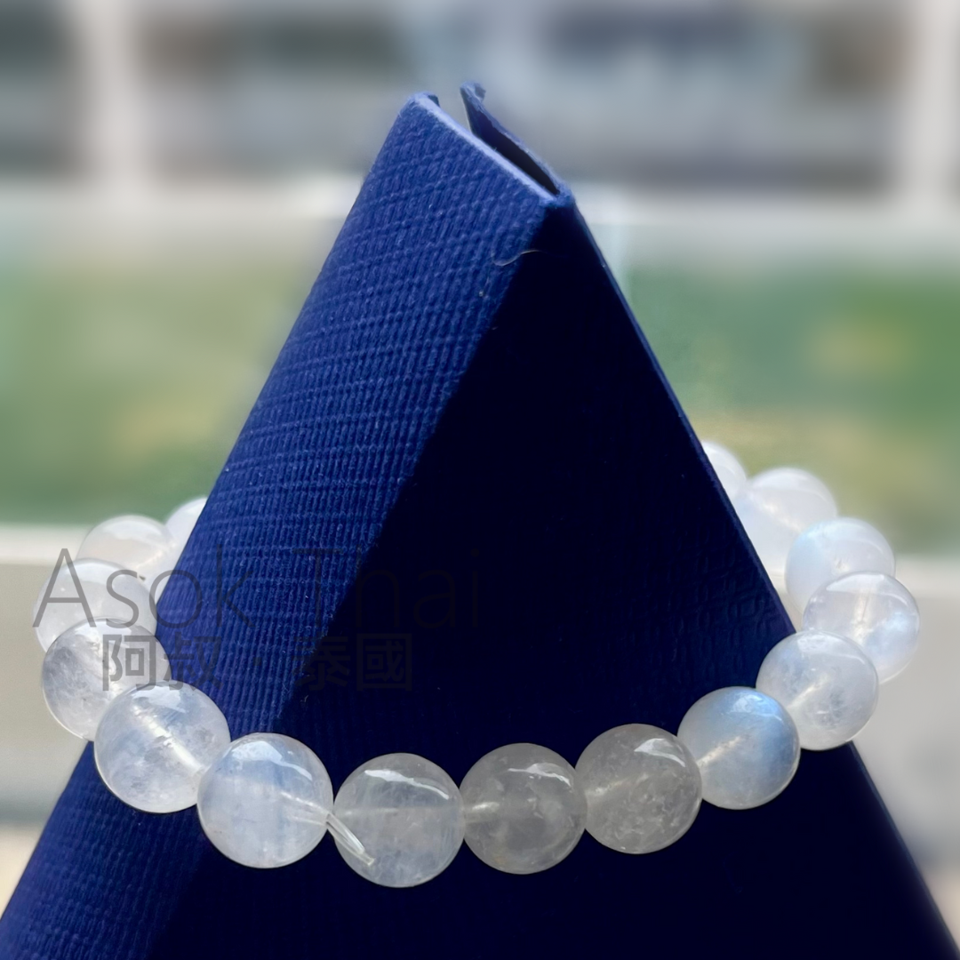 藍月光石 月亮石 天然水晶手鏈 9mm